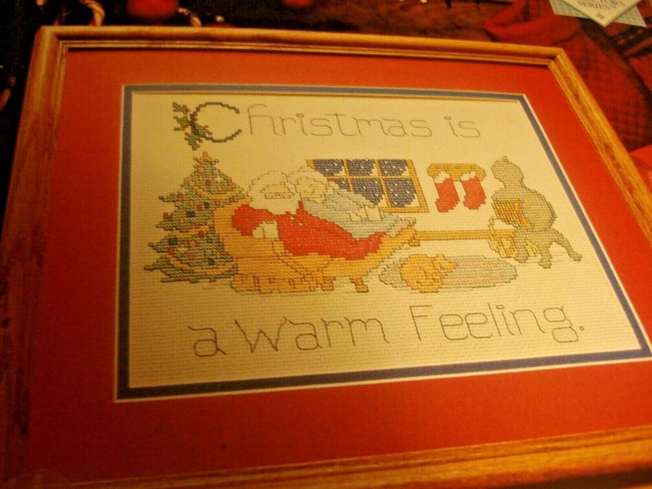 CROSS STITCH PATTERN  LEAFLET ~ SANTA, CHRISTMAS IS A WARM  FEELING,