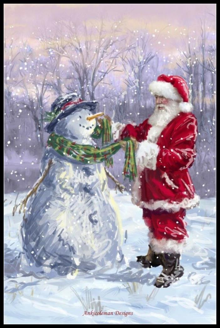 Santa with Snowman 7 - DIY Chart Counted Cross Stitch Patterns Christmas