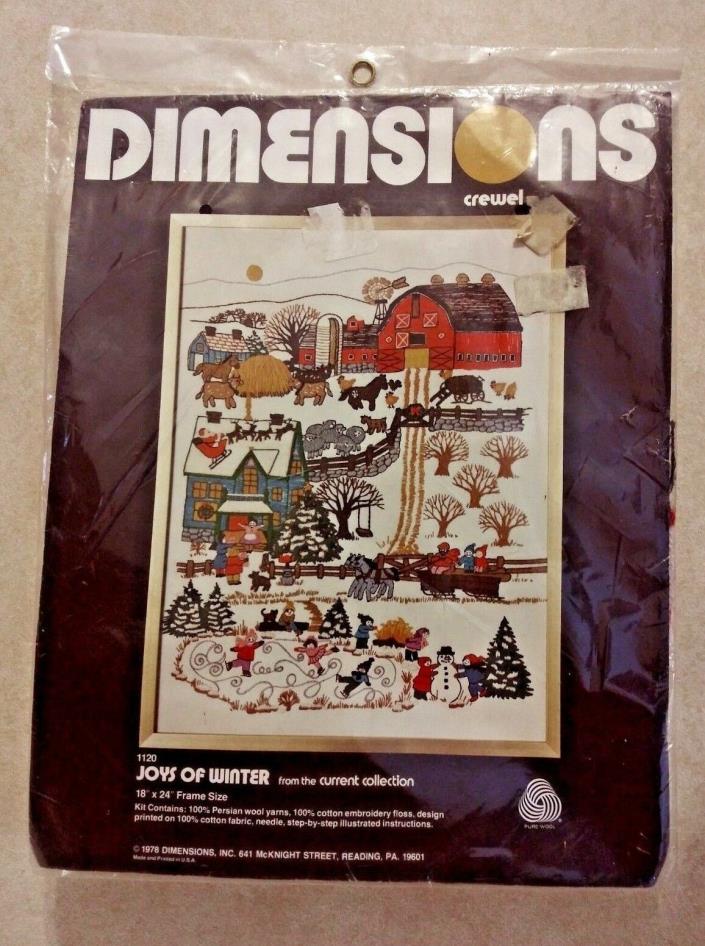 DIMENSIONS “JOY OF WINTER” CREWEL EMBROIDERY KIT #1120 NEW OLD STOCK