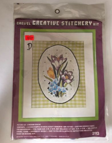 Vogart Crewel Creative Stitchery Kit sealed 2113 Gingham Crocus