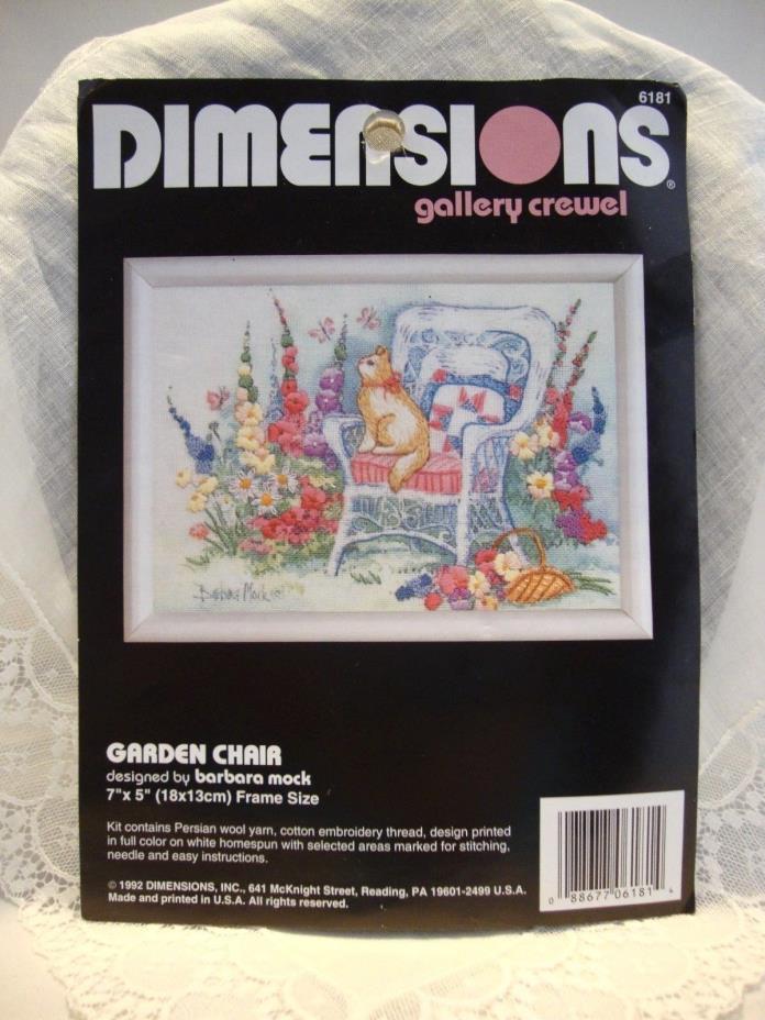 Dimensions GARDEN CHAIR KITTEN Crewel Embroidery 6181 Barbara Mock 5