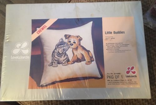 Vtg Lee Wards Little Buddies Cat Dog Kitten Puppy Crewel Embroidery Kit Sealed