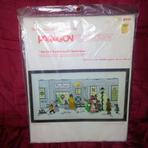 Paragon OLD FASHIONED CHRISTMAS Stamped Crewel Needlecraft Kit New Sealed 1979