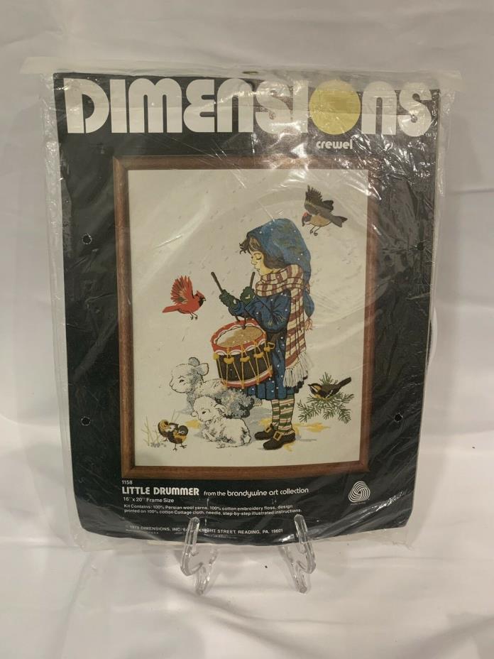 DIMENSIONS Crewel Stitch Embroidery Kit Little Drummer VTG 1158 Christmas Winter
