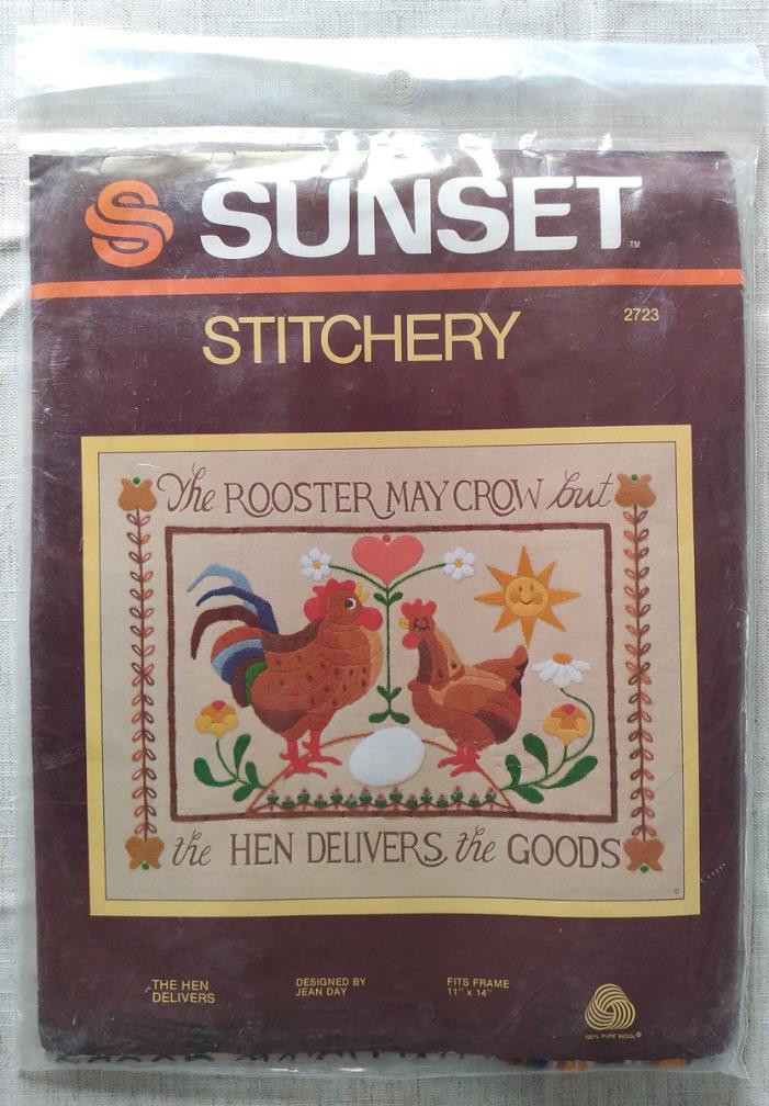 The Hen Delivers by Sunset Stitchery Kit 2723 designed by Linda Jean Day Vintage