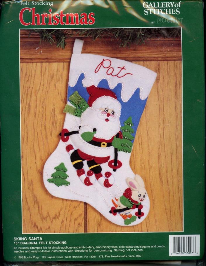 Bucilla Christmas Felt Stocking Kit Skiing Santa #33093 15