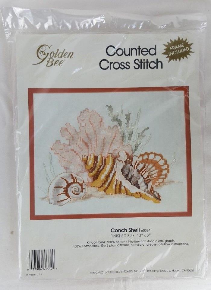 Golden Bee  Counted Cross Stitch Kit #60384 Conch Shell 1990 Made in USA