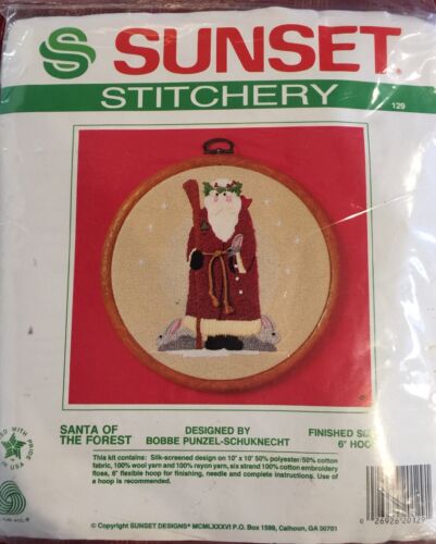 Sunset Stitchery Crewel Kit Santa Of The Forest with 6