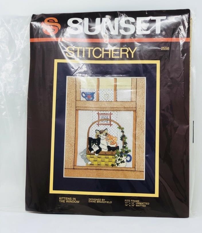 Sunset Stitchery Crewel Kit #2558 KITTENS IN THE WINDOW - D Brakefield 11