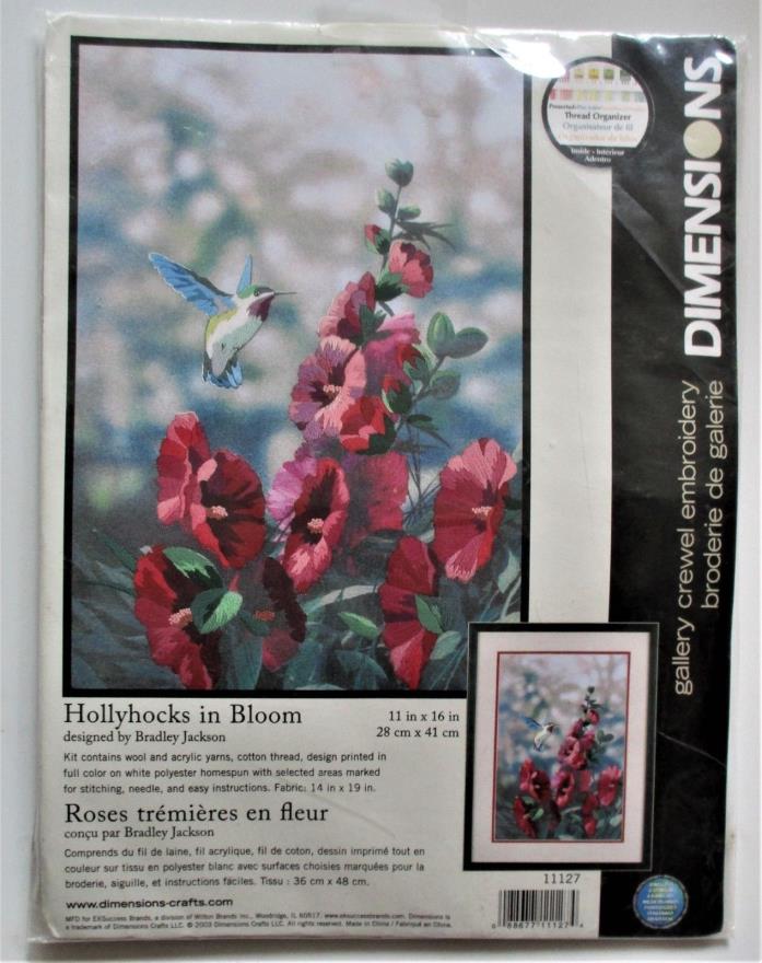Dimensions Gallery Crewel Embroidery Kit Hollyhocks In Bloom  New