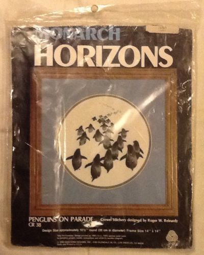 Vintage 1982 Monarch Horizons Penguins On Parade Crewel Stitchery Kit