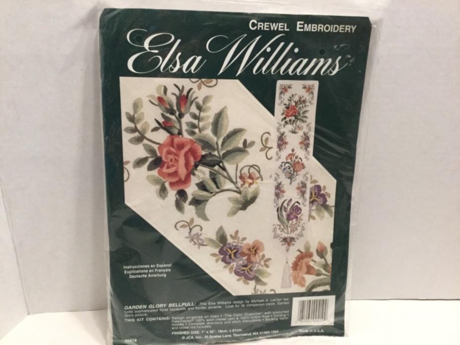Elsa Williams Garden Glory Bellpull Crewel Embroidery Kit 7”x32” New