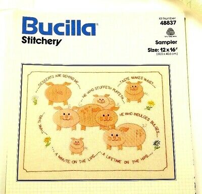 Bucilla Stitchery Kit # 48837 To Make Watch Your Weight Pink Pigs Diet Started