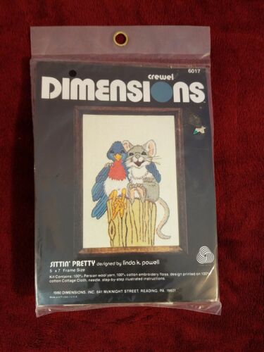 Dimensions Crewel Kit Sittin' Pretty #6017, Bird Mouse, Unused/Sealed