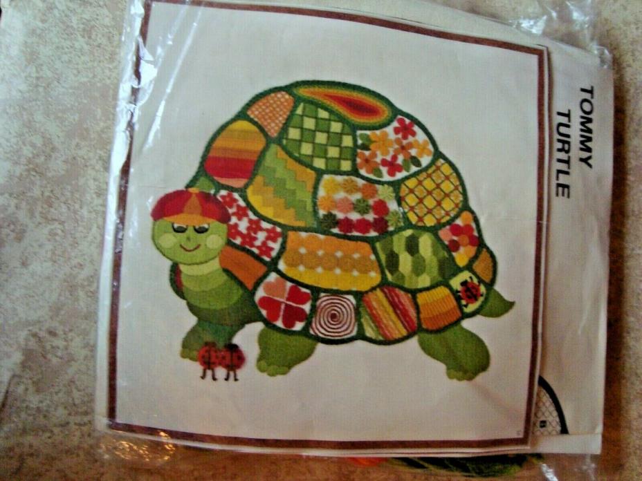 Colorful Vintage Tommy Turtle Sampler Sunset Stitchery Embroidery Kit 11 X 14