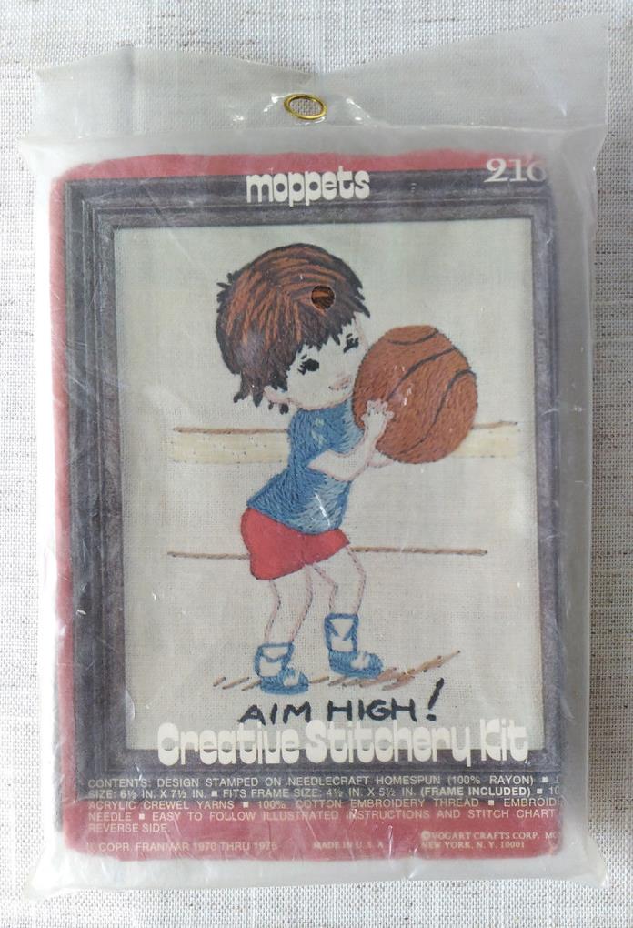 Aim High! Moppets by Creative Stitchery Kit 216 Crewel Needlework Vintage 1970