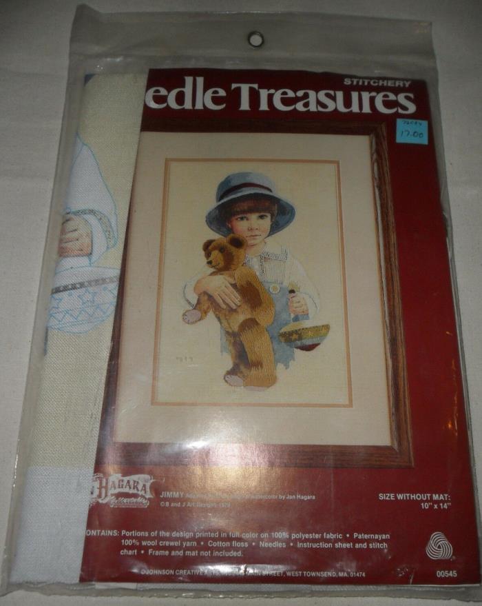 Jan Hagara Needle Treasures Stitchery Embroidery Kit #00545 Jimmy 1979 Sealed