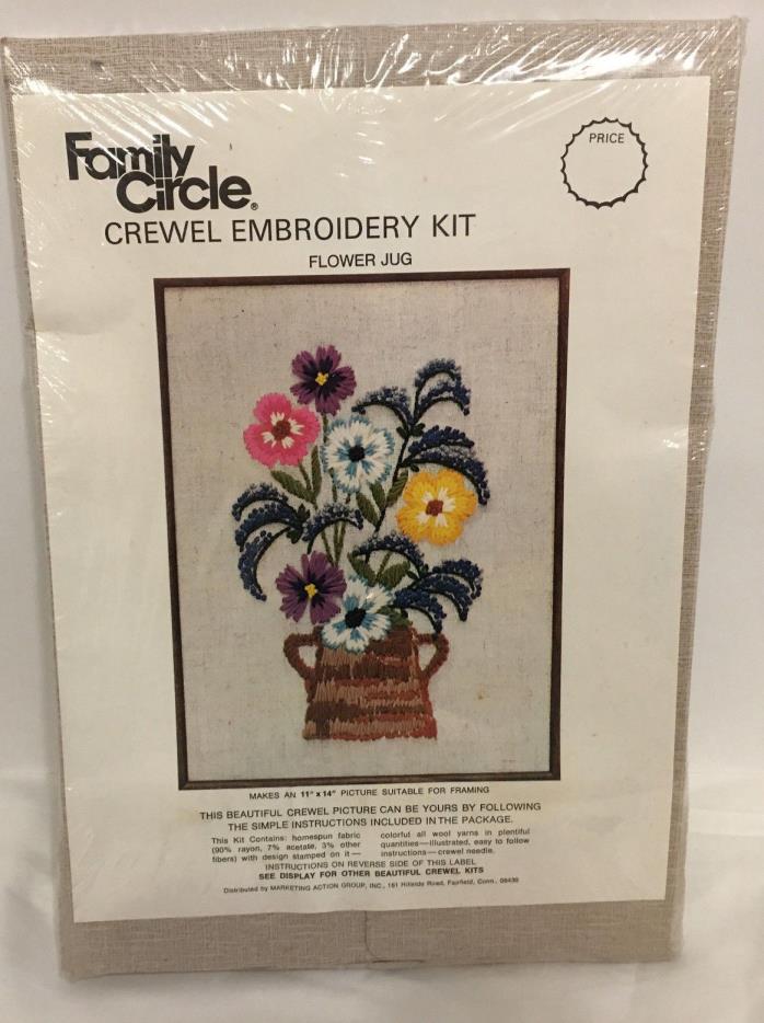 Vintage Family Circle Crewel Embroidery Kit - Flower Jug- Complete  A6-11