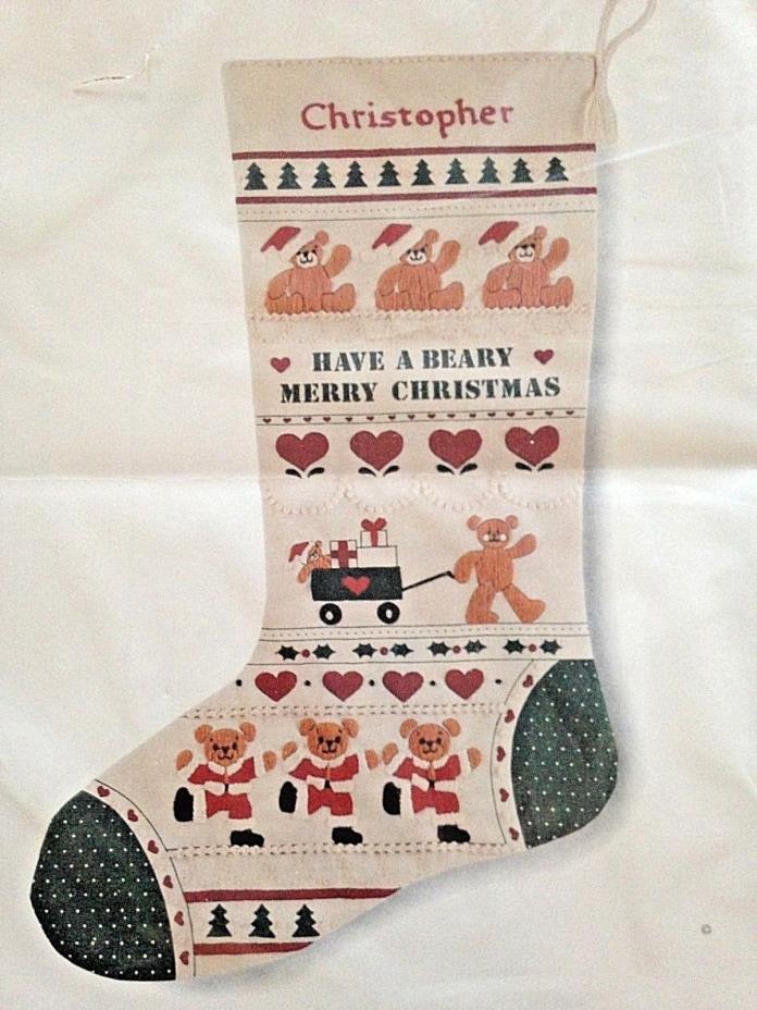 VINTAGE SUNSET BEARY MERRY CHRISTMAS STOCKING KIT NIP LINDA GILLUM 17