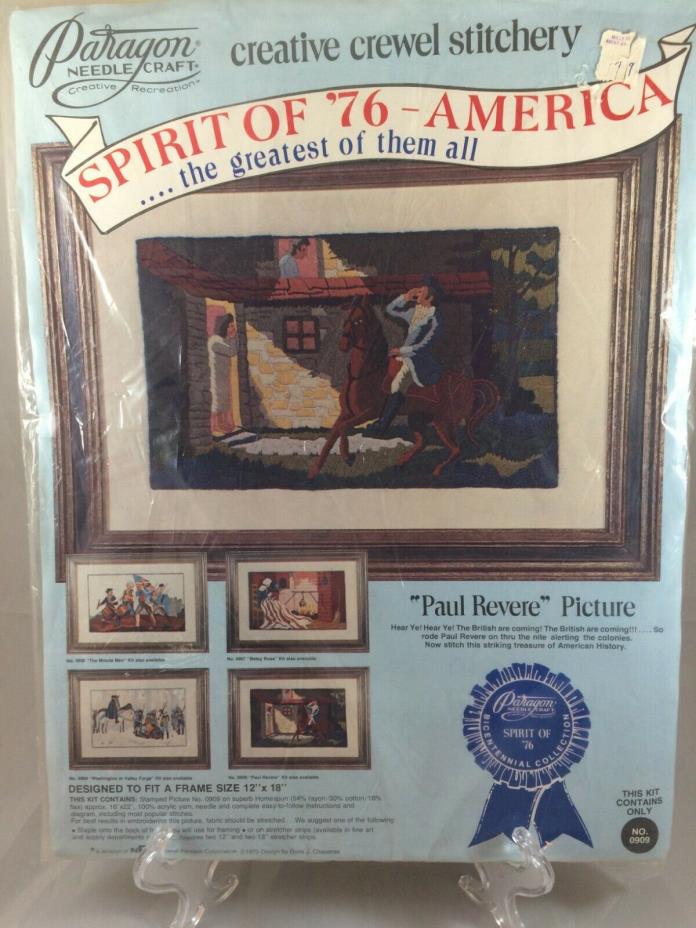 Paragon Crewel Stitchery Kit Paul Revere Spirit of 76 Bicentennial Sealed NEW