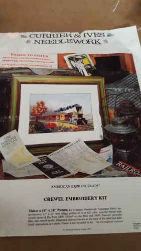 Vintage Crewel Embroidery Kit American Express Train