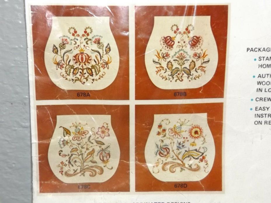 Vintage Creative Stitchery JACOBEAN FANTASY GARDEN Crewel Embroidery Kit CHAIR