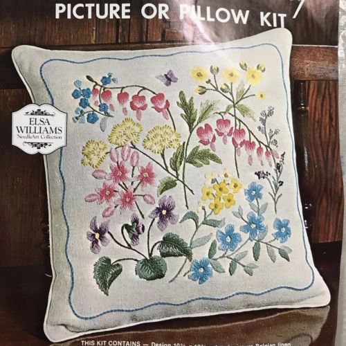 Elsa Williams Crewel Embroidery Kit Spring Fragrance Linen Pillow Vintage