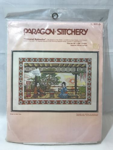 Paragon Stitchery Oriental Splendor Crewel  Stitchery Kit Paragon Asian Vintage