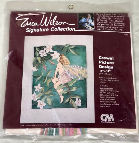 1980 Erica Wilson Signature Collection Jasmine Flower Fairy Crewel Kit #7169