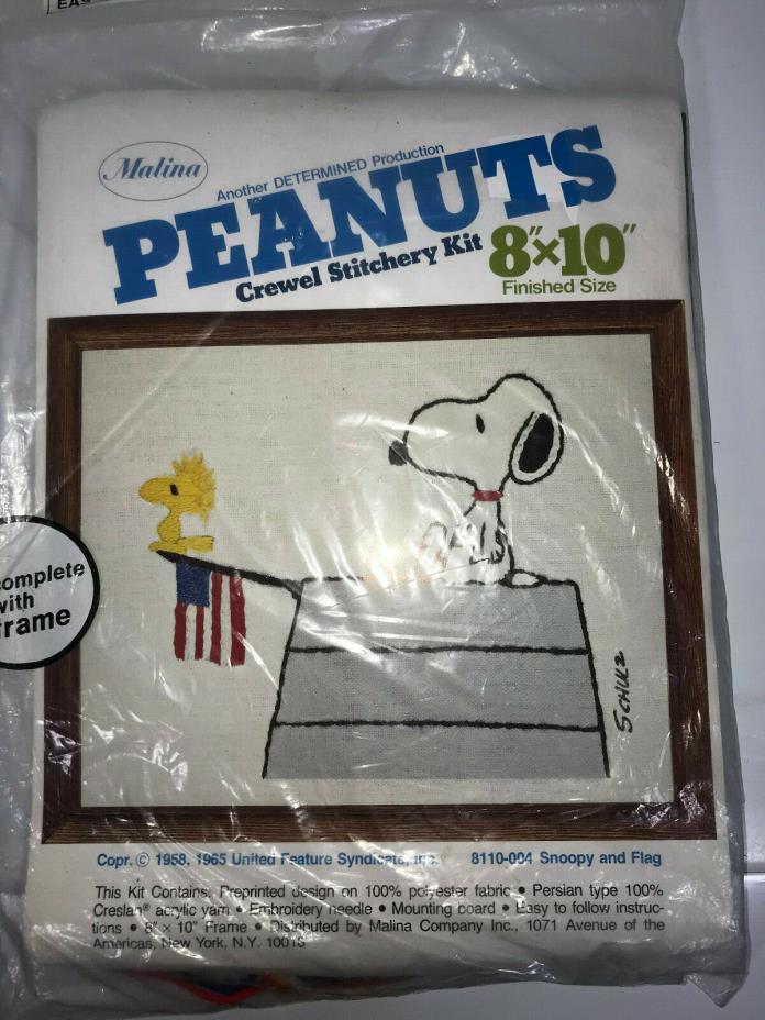Peanuts Crewel Stitchery Kit Snoopy & Flag 8