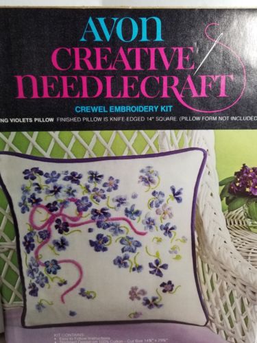 Crewel Stitchery Kit NEW  Spring Violets Pillow Purple  14 x29
