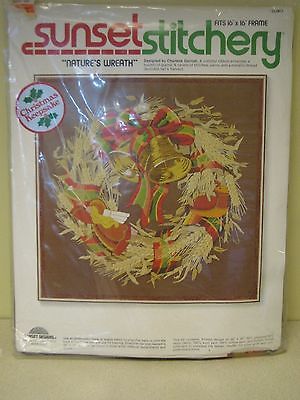 SUNSET STITCHERY #2080 NATURES WREATH CREWEL KIT GERRISH CHRISTMAS KEEPSAKE
