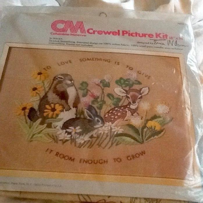 Vintage Erica Wilson Crewel Ecology Wildflowers Wildlife Embroidery Wool KIT