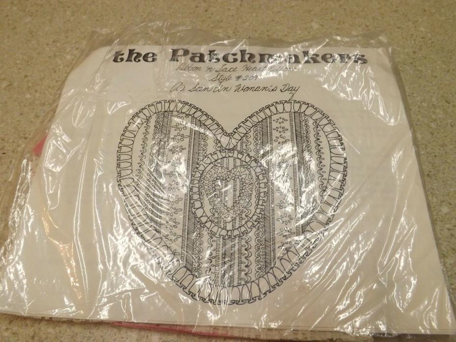 Vintage Patchmakers Round Lace Heart  Embroidery Kit- Lace Pillow Womans Day