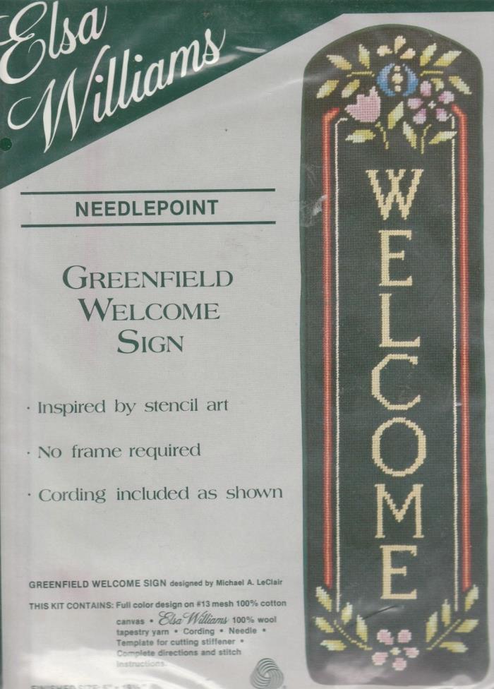 Elsa Williams Greenfield Welcome Sign Needlepoint Stencil Art Complete Direction