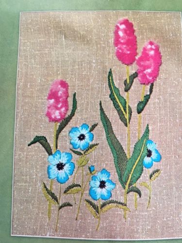 Cotton Candy Floral 3D Crewel Embroidery Kit Sealed 9x12 Fluffy Pink Flowers