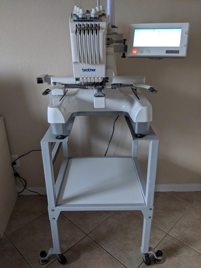 Brother PR600 6 Needle Embroidery Machine w/ Stand and Accessories