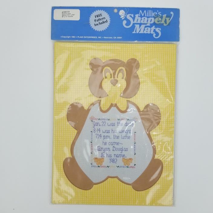 Millies Shapely Mats Teddy Bear Shape & Cross Stitch Pattern Frame 9x12 #58019