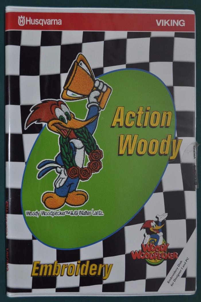 ACTION WOODY Embroidery Designs Disk for Husqvarna Viking Designer 1 woodpecker