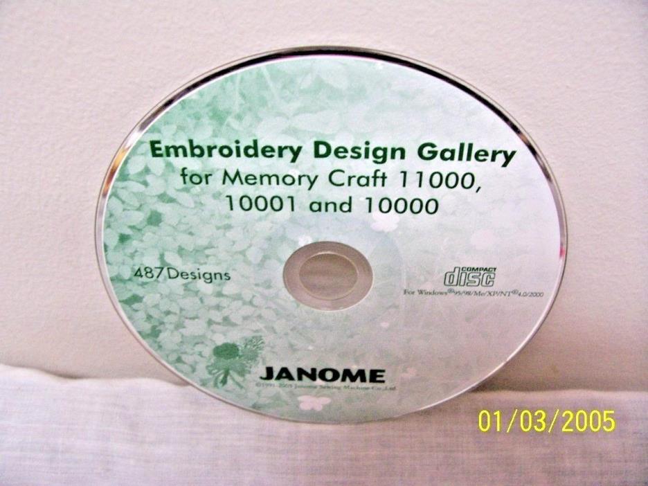 Janome Embroidery Design Gallery CD - 487 Designs - w/Manual! FREE Shipping!