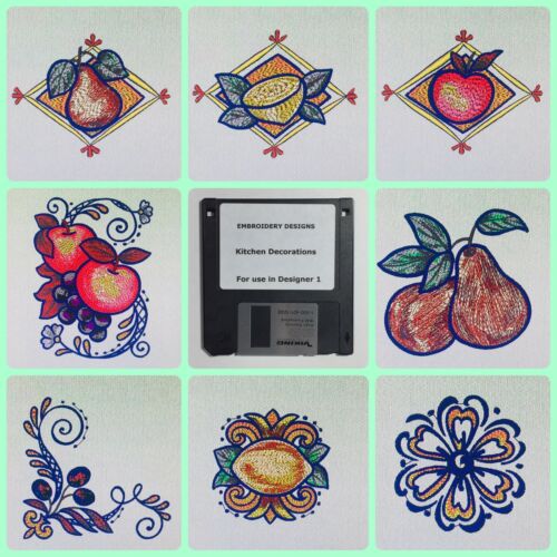 Kitchen Decorations Embroidery Designs Disk For Husqvarna Viking Designer 1
