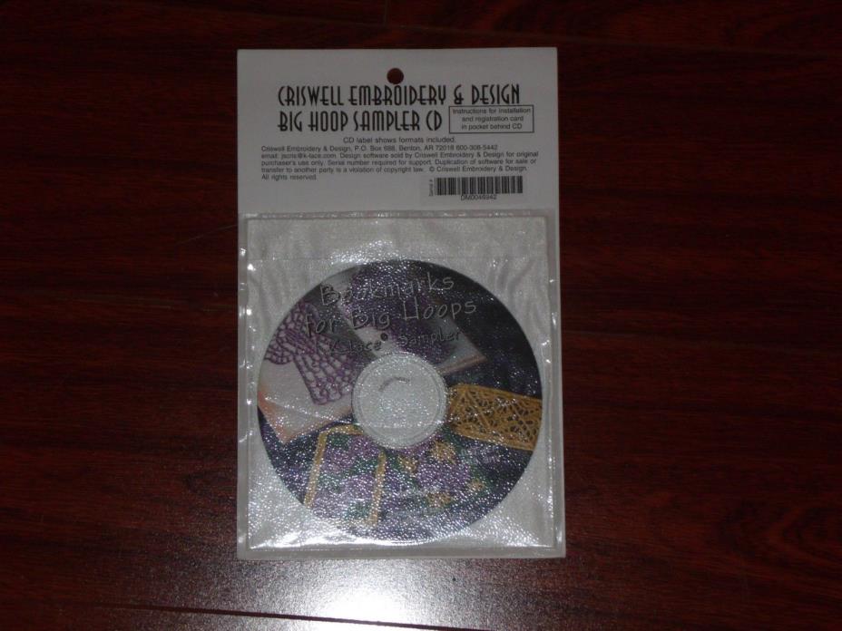 Criswell Embroidery & Design Big Hoop K-Lace Sampler CD 5 designs charity
