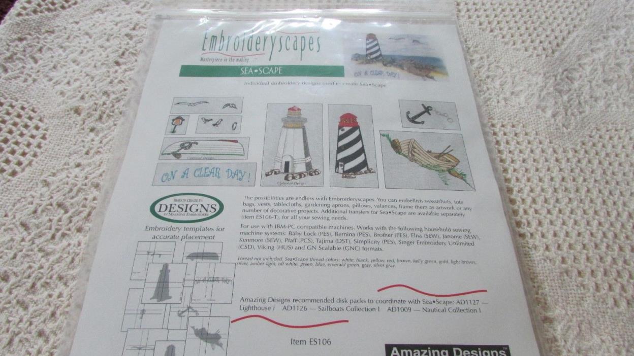 NOS EMBROIDERY SCAPES SEASCAPES Lighthouse Kit Disk BRAND NEW SEALED