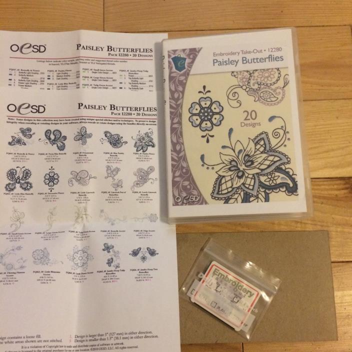 OESD 12280 Paisley Butterflies Embroidery Machine Design Card -Gently Used