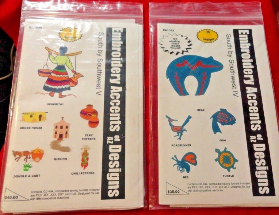 LOT OF 2 EMBROIDERY ACCENTS of AZ DESIGNS MACHINE EMBROIDERY SEE PHOTOS