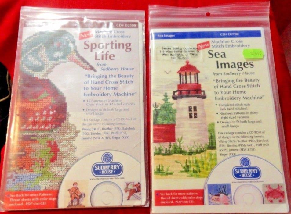 LOT OF 2 SUDBERRY SPORTING LIFE & SEA IMAGES MACHINE CROSS STITCH SEE PHOTOS