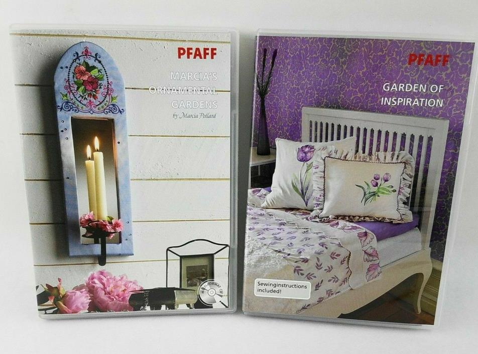 Lot of 2 PFAFF Garden Of Inspiration & Marcias Ornamental Embroidery Designs  CD