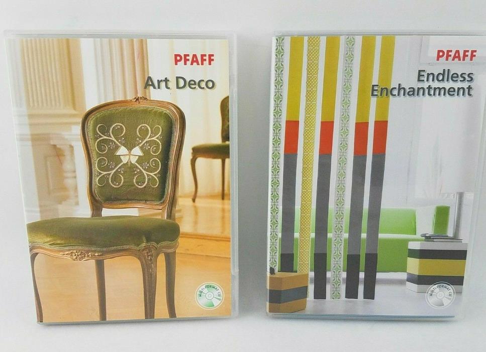 Lot of 2 PFAFF Endless Enchantment & Art Deco Embroidery Designs Multi Format CD