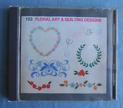 Janome 9000 Memory Card #102 Floral Art & Quilting Designs, in Case