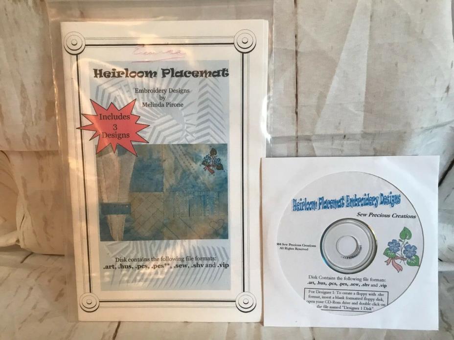 Heirloom Placemat 3 Designs Embroidery CD  (A023)